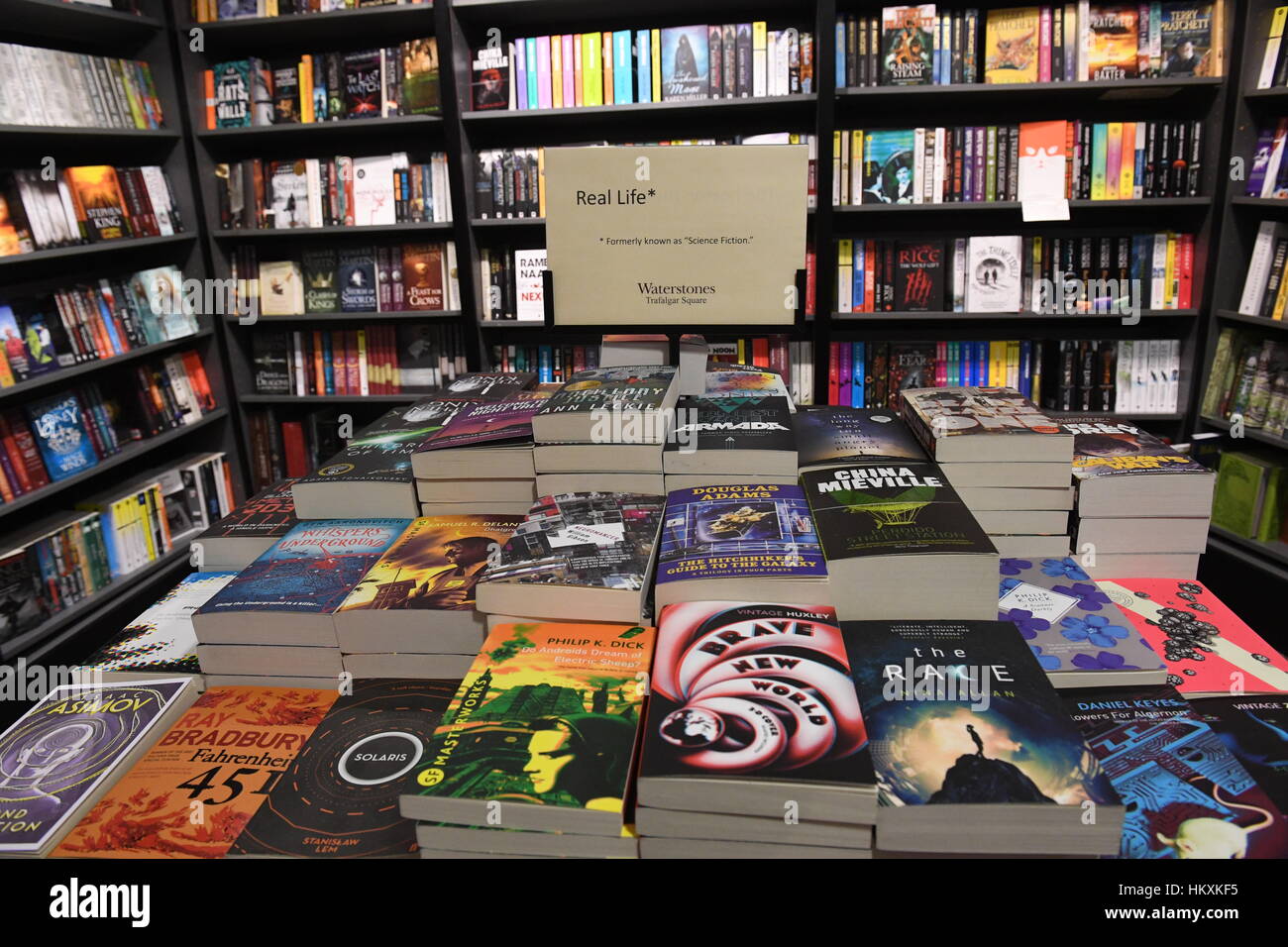 Science fiction titles on display at the Waterstones book shop in