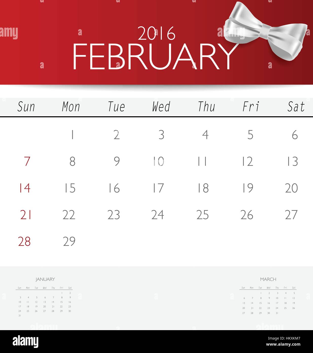 2016 calendar, monthly calendar template for February. Vector ...