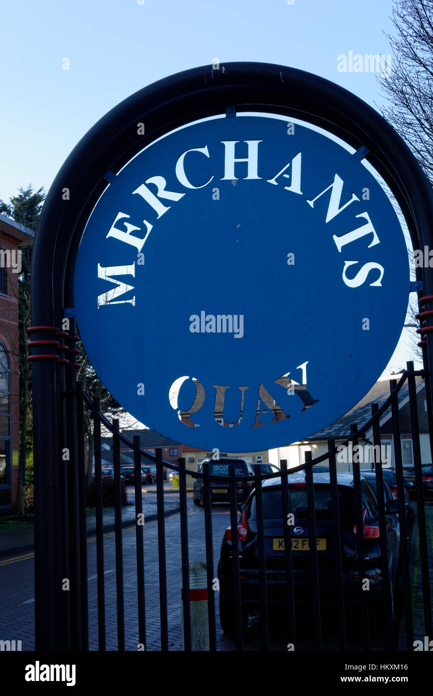Merchants Quay sign, Merchants Quay, Salford Quays, Salford, Manchester, UK. Stock Photo
