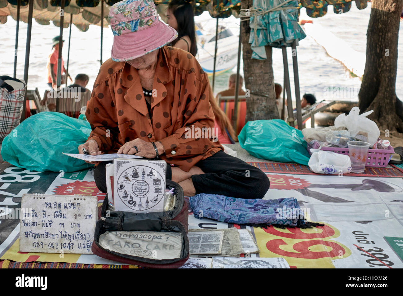 Tarot card reader and fortune teller. Thailand Southeast Asia Stock