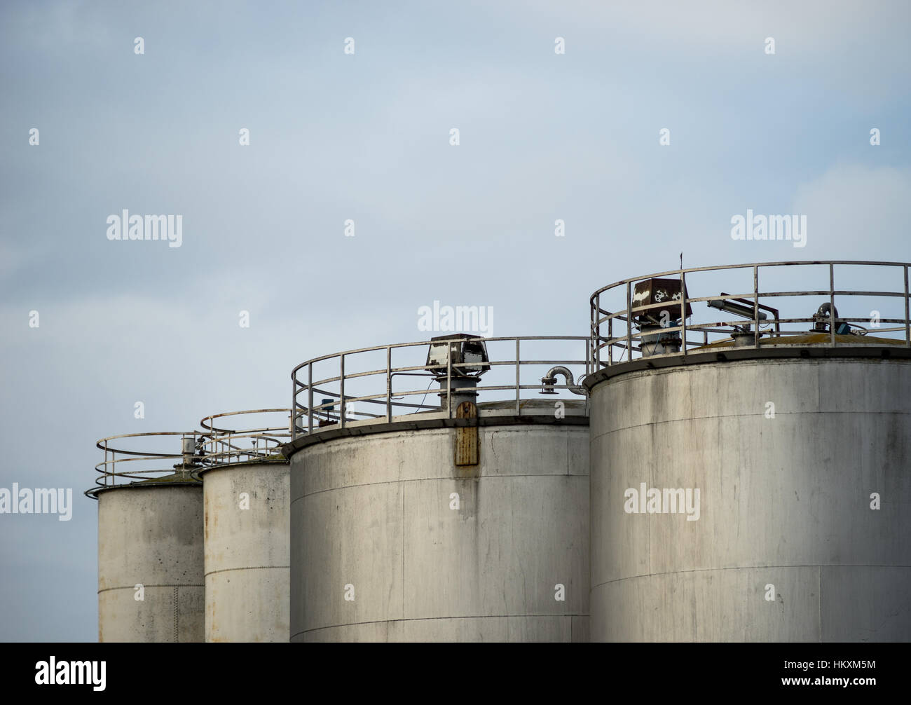Industrial silos. Tall and with external staircase Stock Photo Alamy
