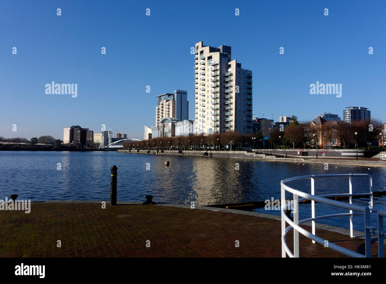 Blocks of flats besides Manchester Ship Canal, Salford Quays, Salford