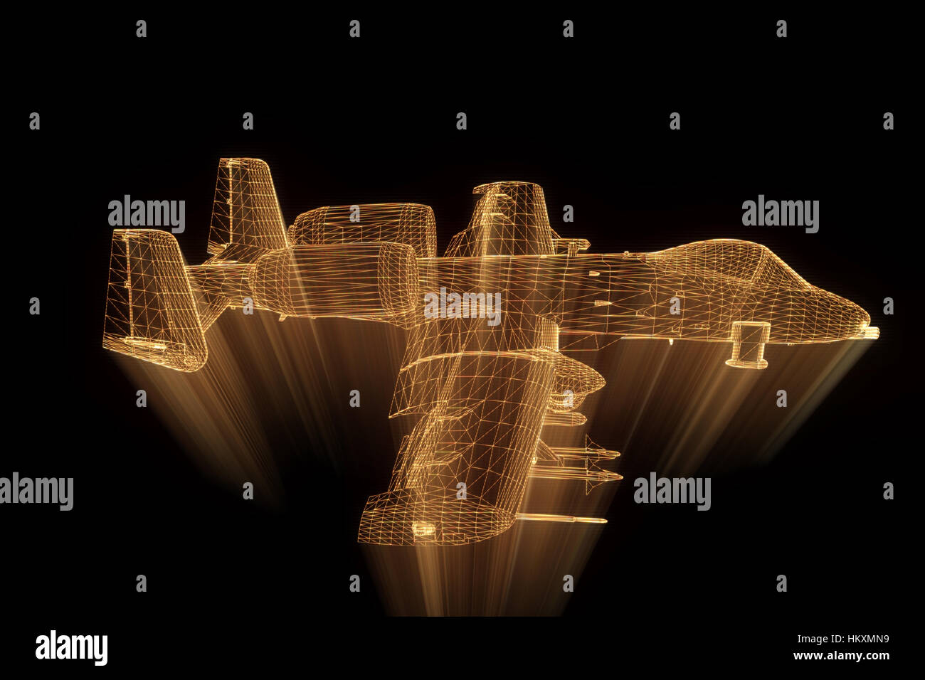 Airplane Jet in Hologram Wireframe Style. Nice 3D Rendering Stock Photo ...