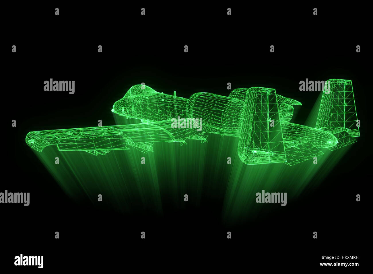 Airplane Jet in Hologram Wireframe Style. Nice 3D Rendering Stock Photo ...