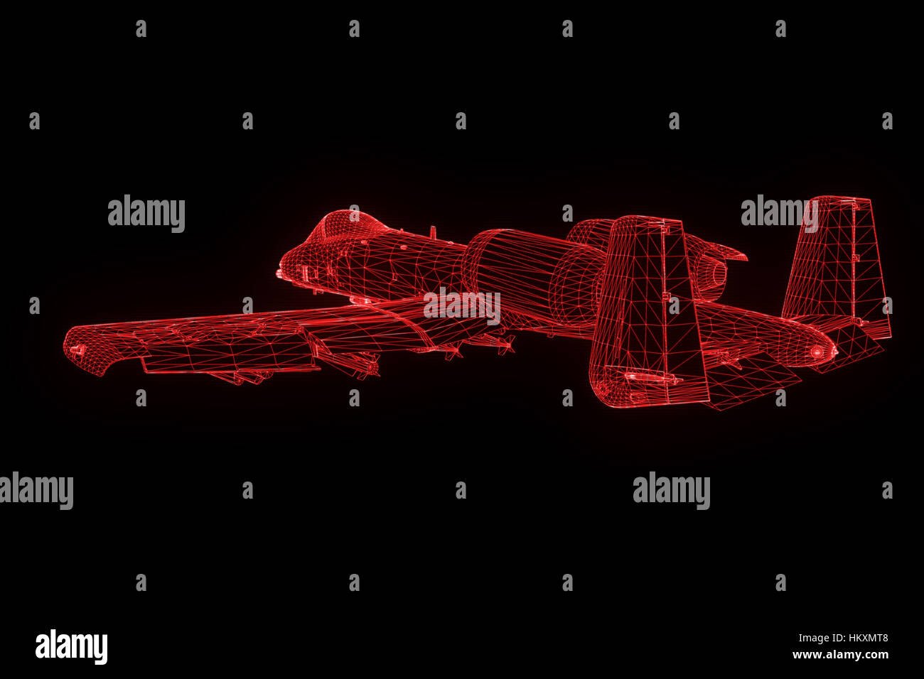 Airplane Jet in Hologram Wireframe Style. Nice 3D Rendering Stock Photo ...