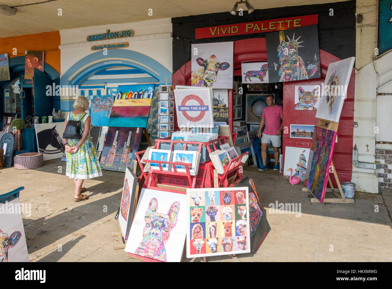 Art shop display, Kings Road Arches, Brighton, East Sussex, England, United Kingdom Stock Photo
