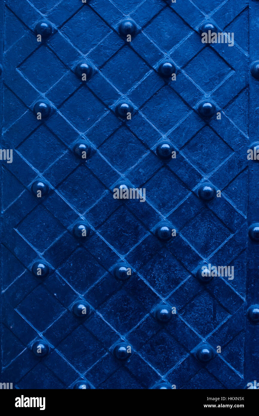 blue metal texture door with rivets Stock Photo - Alamy