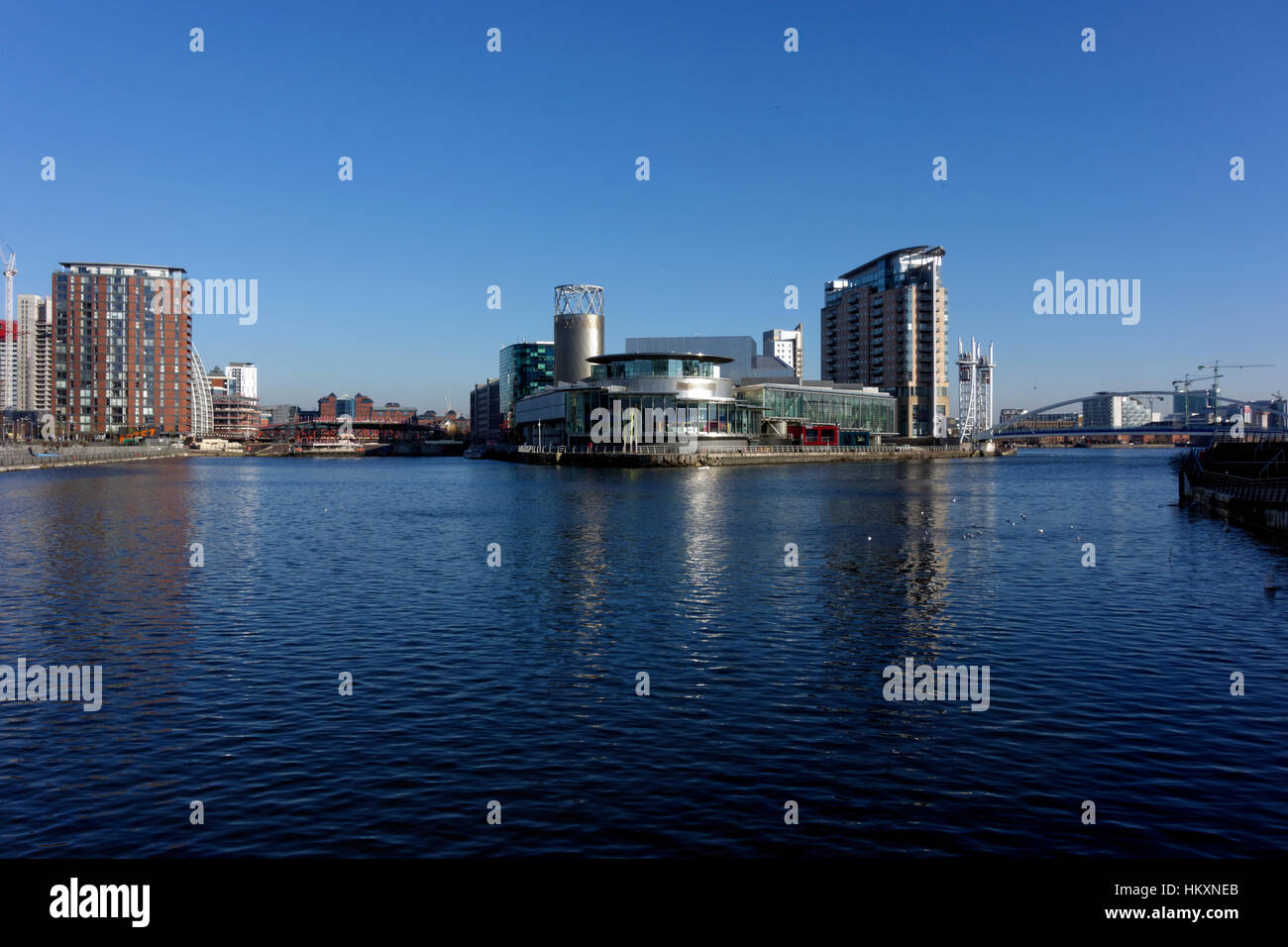 Manchester Ship Canal and Salford Quays, Salford, Manchester, UK. Stock Photo