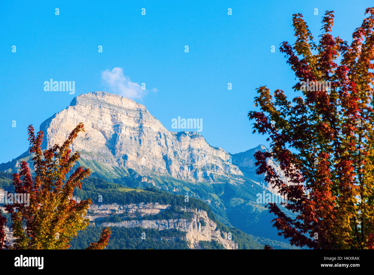 Chartreuse Mountains seen from Grenoble. Grenoble, Auvergne-Rhone-Alpes, France Stock Photo