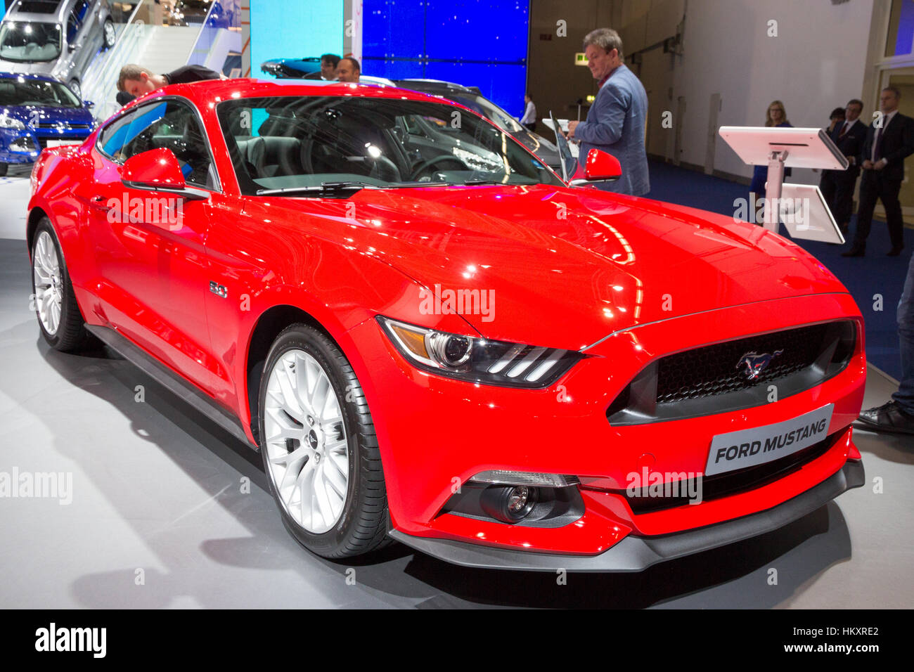 FRANKFURT, GERMANY - SEP 16, 2015: Ford Mustang GT 5.0  shown at the IAA 2015. Stock Photo