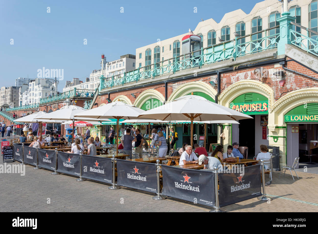 Carousels Bar on beach promenade, Kings Road Arches, Brighton, East