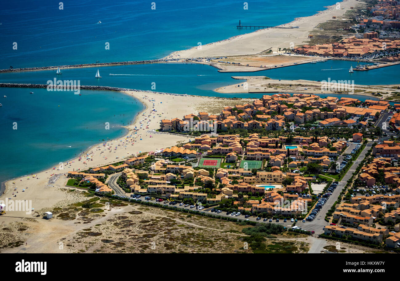 Port Leucate, holiday parks, Leucate, Languedoc-Roussillon, France Stock Photo