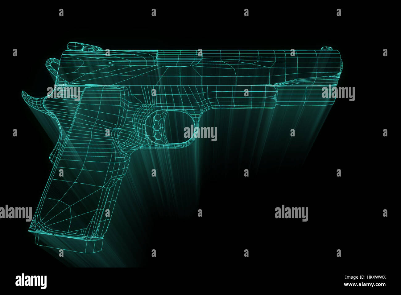 Gun Weapon Hologram Wireframe in Motion. Nice 3D Rendering Stock Photo ...