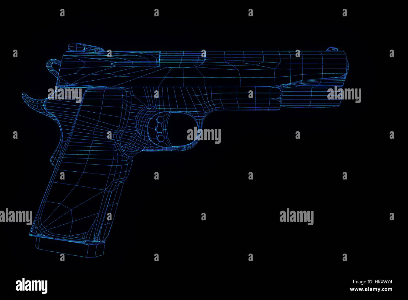 Gun Weapon Hologram Wireframe in Motion. Nice 3D Rendering Stock Photo ...
