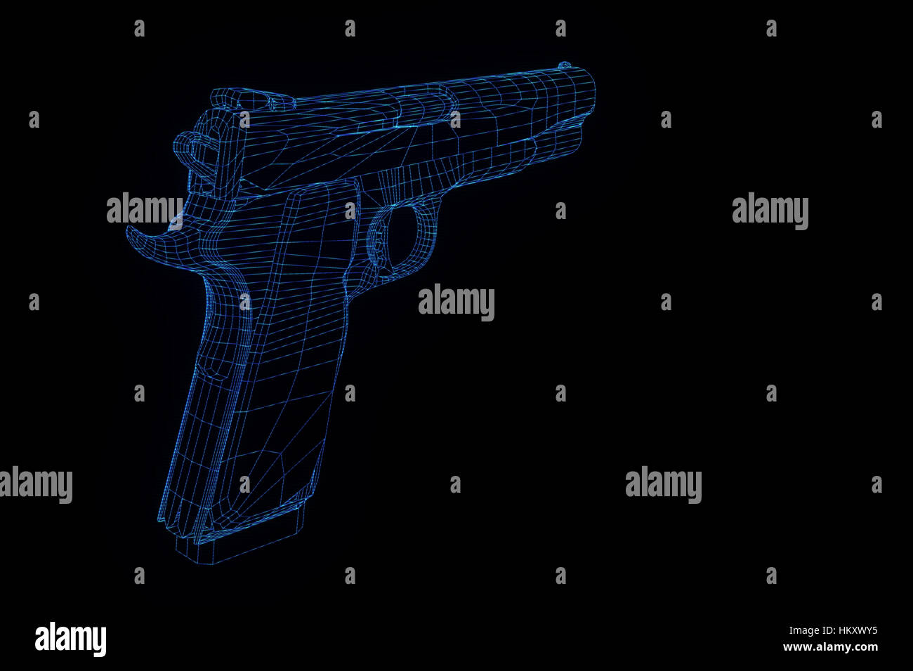 Gun Weapon Hologram Wireframe in Motion. Nice 3D Rendering Stock Photo ...