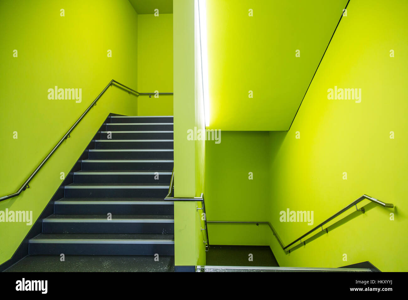 Staircase, in green colors, Stock Photo