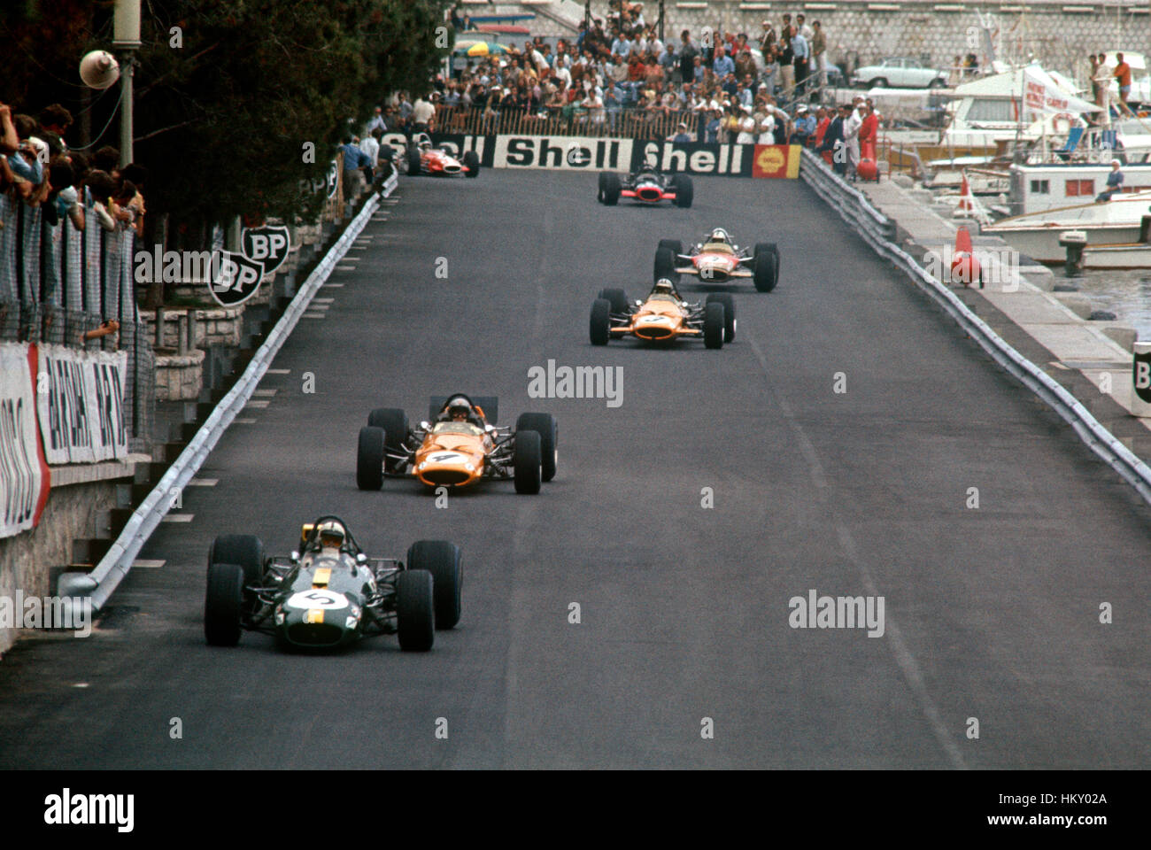 1969 Jack Brabham Australian leads the field Monaco GP Monte Carlo Stock Photo