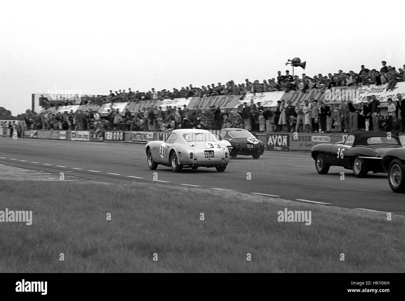 1961 Graham Whitehead GB Ferrari 250GT 4th & Jaguar E-Types Start British Empire Trophy Start Silverstone GG Stock Photo