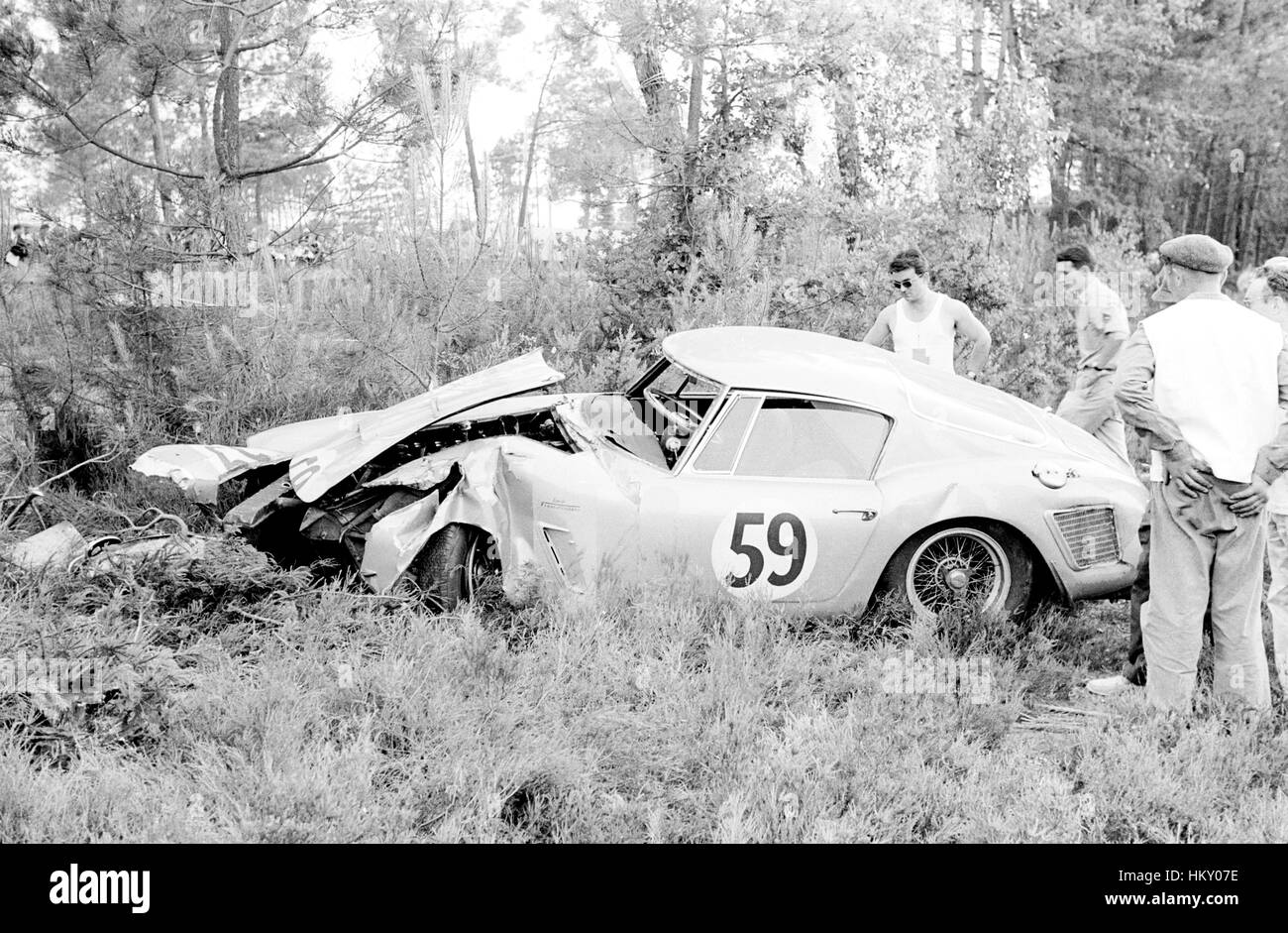 1962 Berger Belgian Ferrari 250GT Crash Le Mans FL Stock Photo