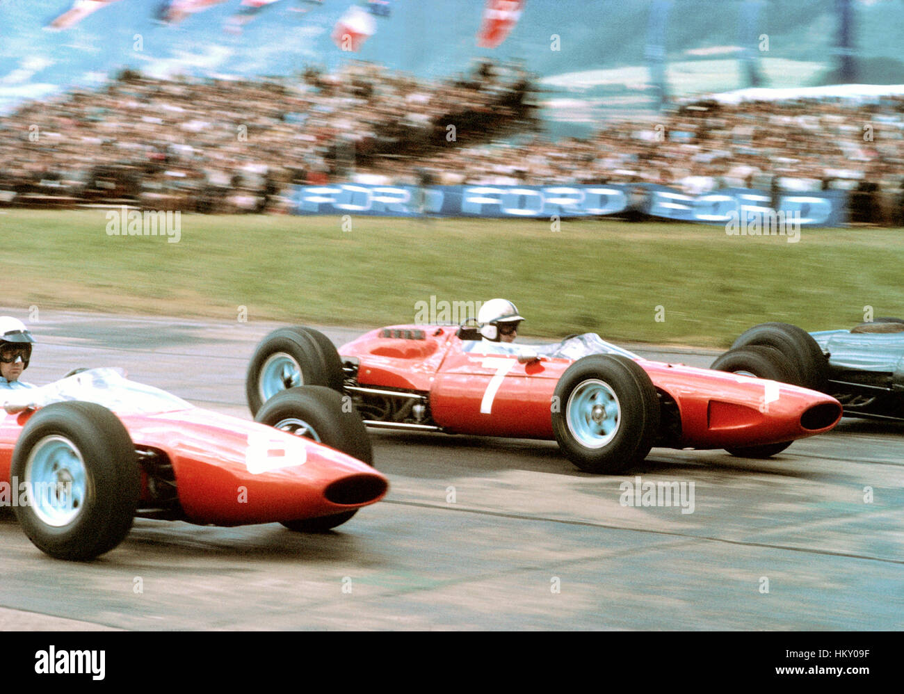 1964 Lorenzo Bandini Italian and John Surtees GB Ferrari 156 1st and dnf  Zeltweg Austrian GP GG Stock Photo - Alamy, image size:1300x998