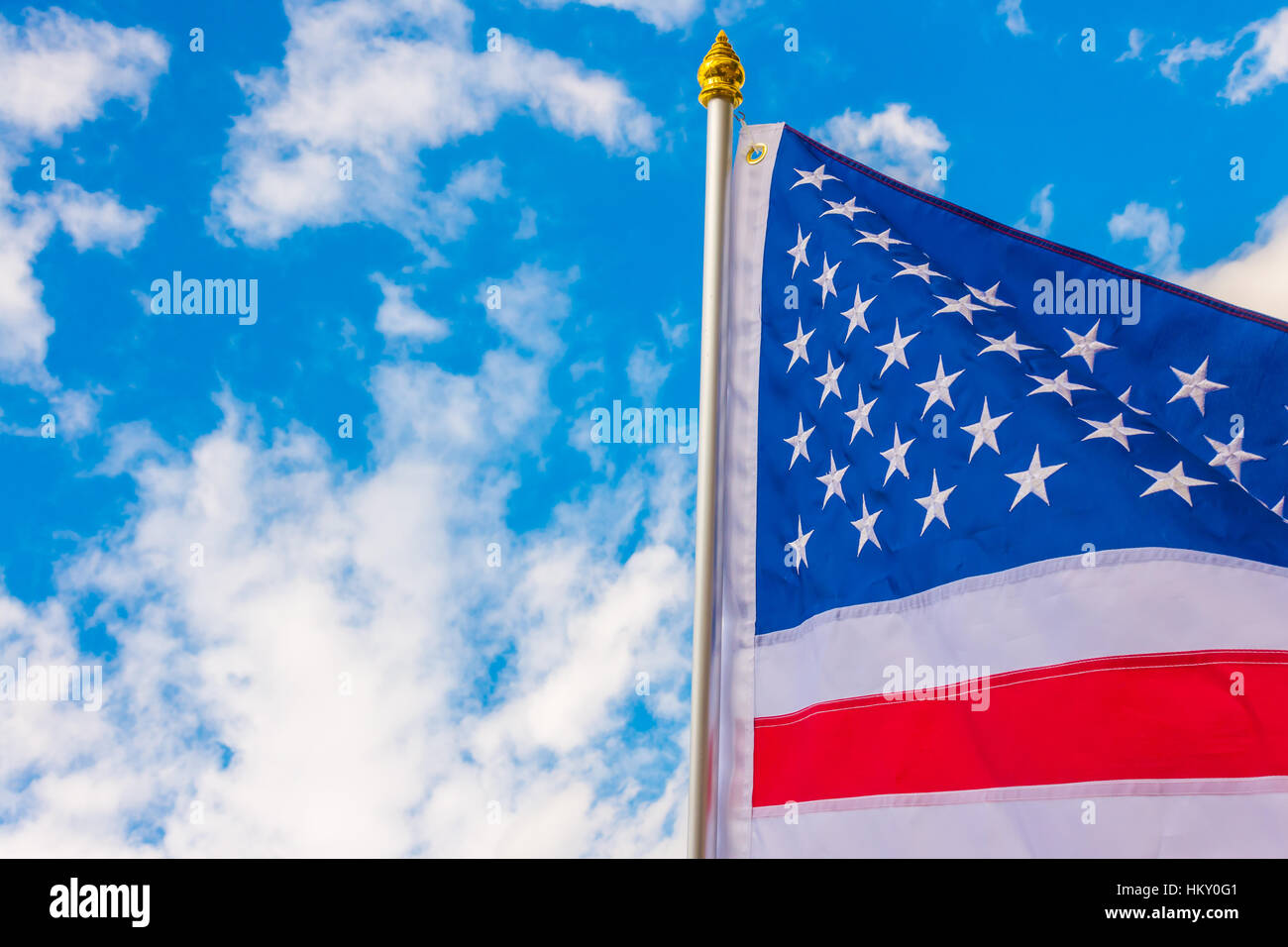American flag on blue sky Stock Photo - Alamy