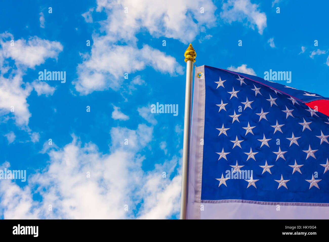American flag on blue sky Stock Photo - Alamy