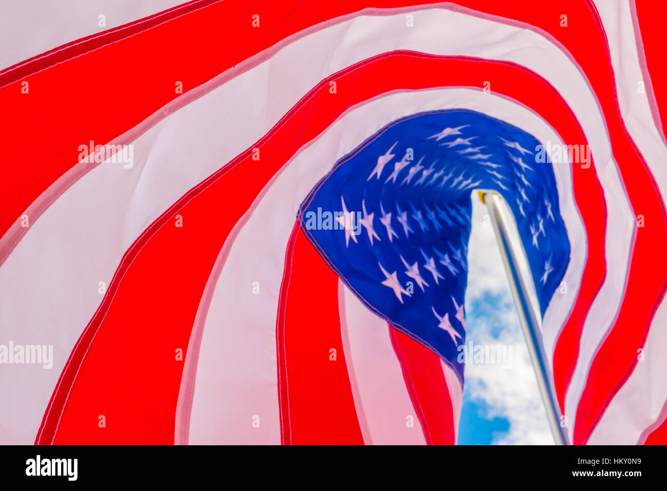 American flag on blue sky Stock Photo - Alamy