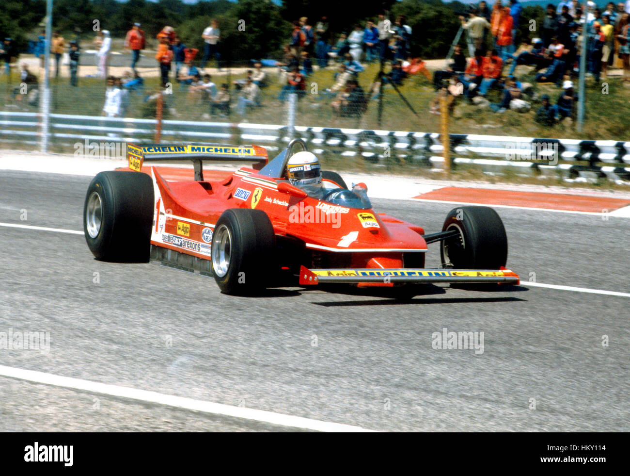 1980 Jody Scheckter SA Ferrari 312T5 Ricard French GP 8th FL Stock Photo