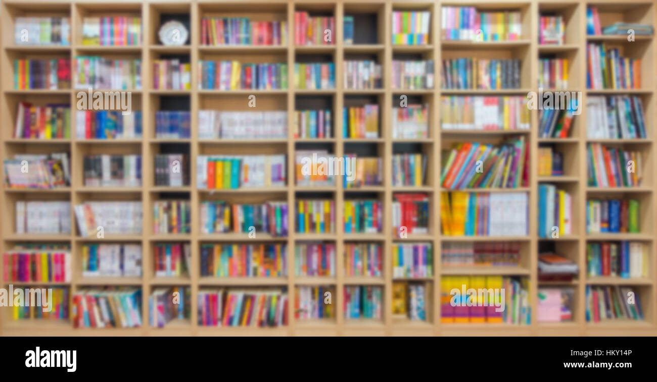 abstract blur bookshelf in