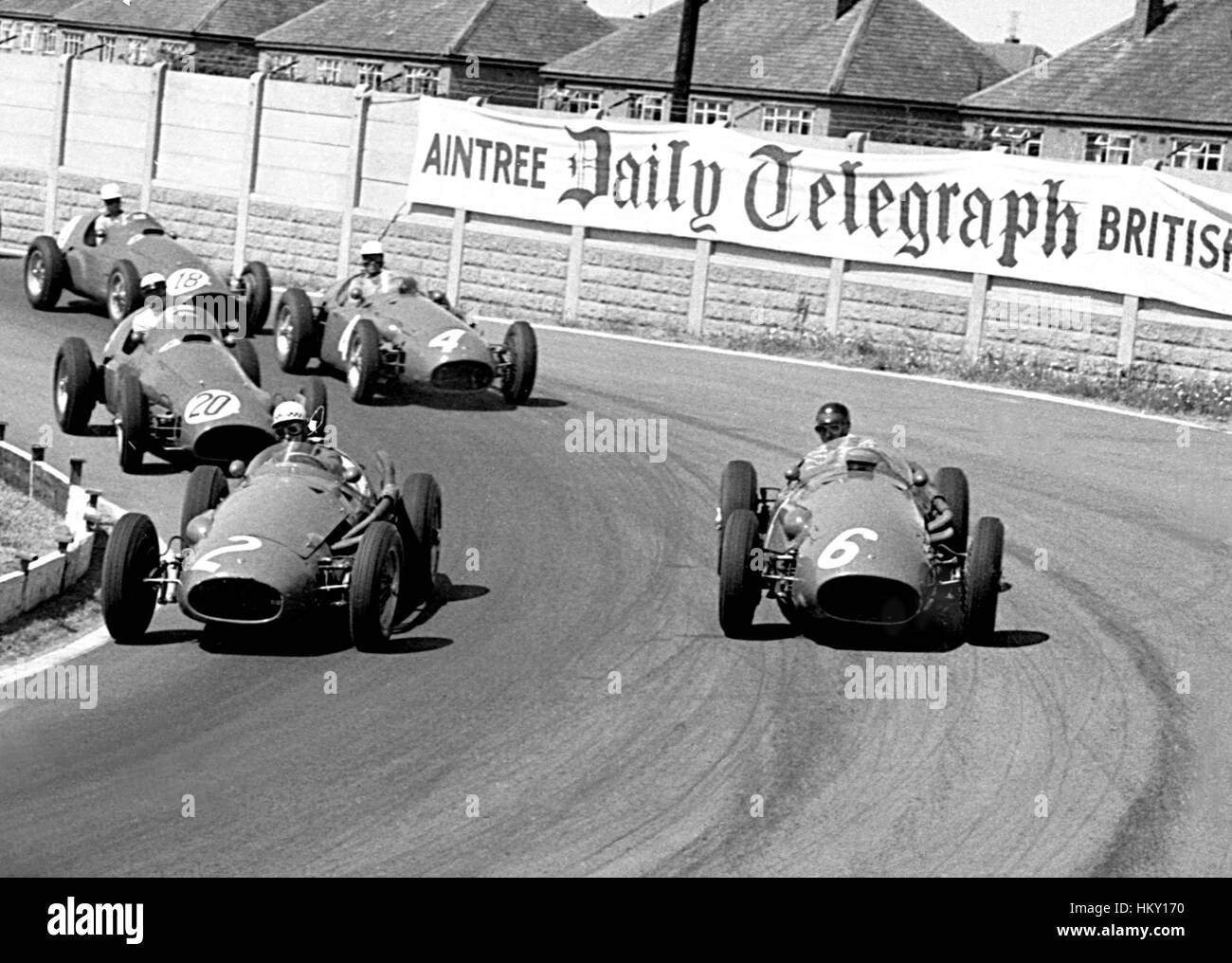 1955 Jean Behra French Maserati 250Fs dnf & Roberto Mieres Argentinian dnf Aintree British GP GG Stock Photo