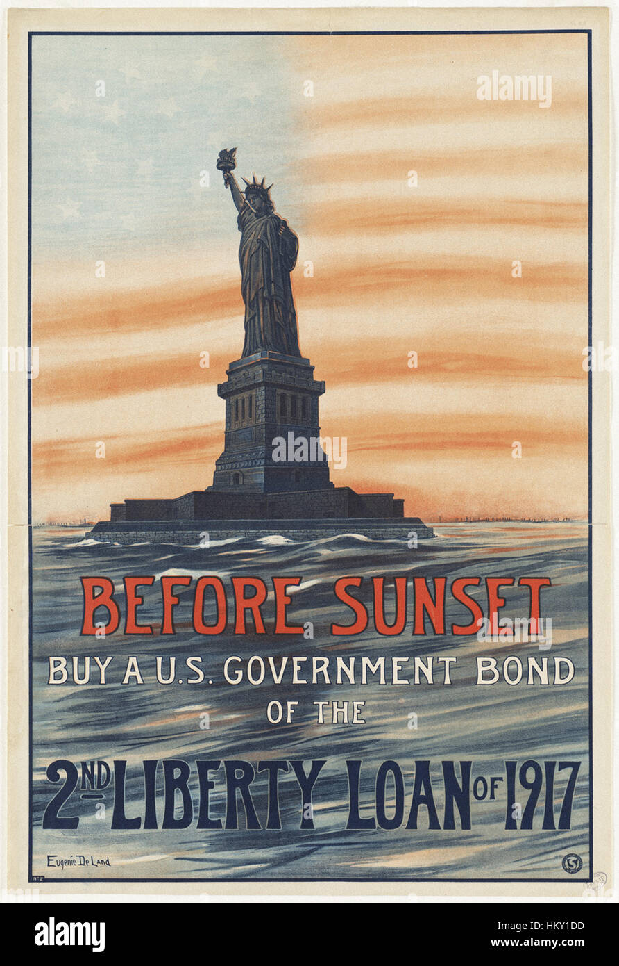 Before sunset. Buy a U.S. government bond of the 2nd Liberty Loan of 1917 Stock Photo