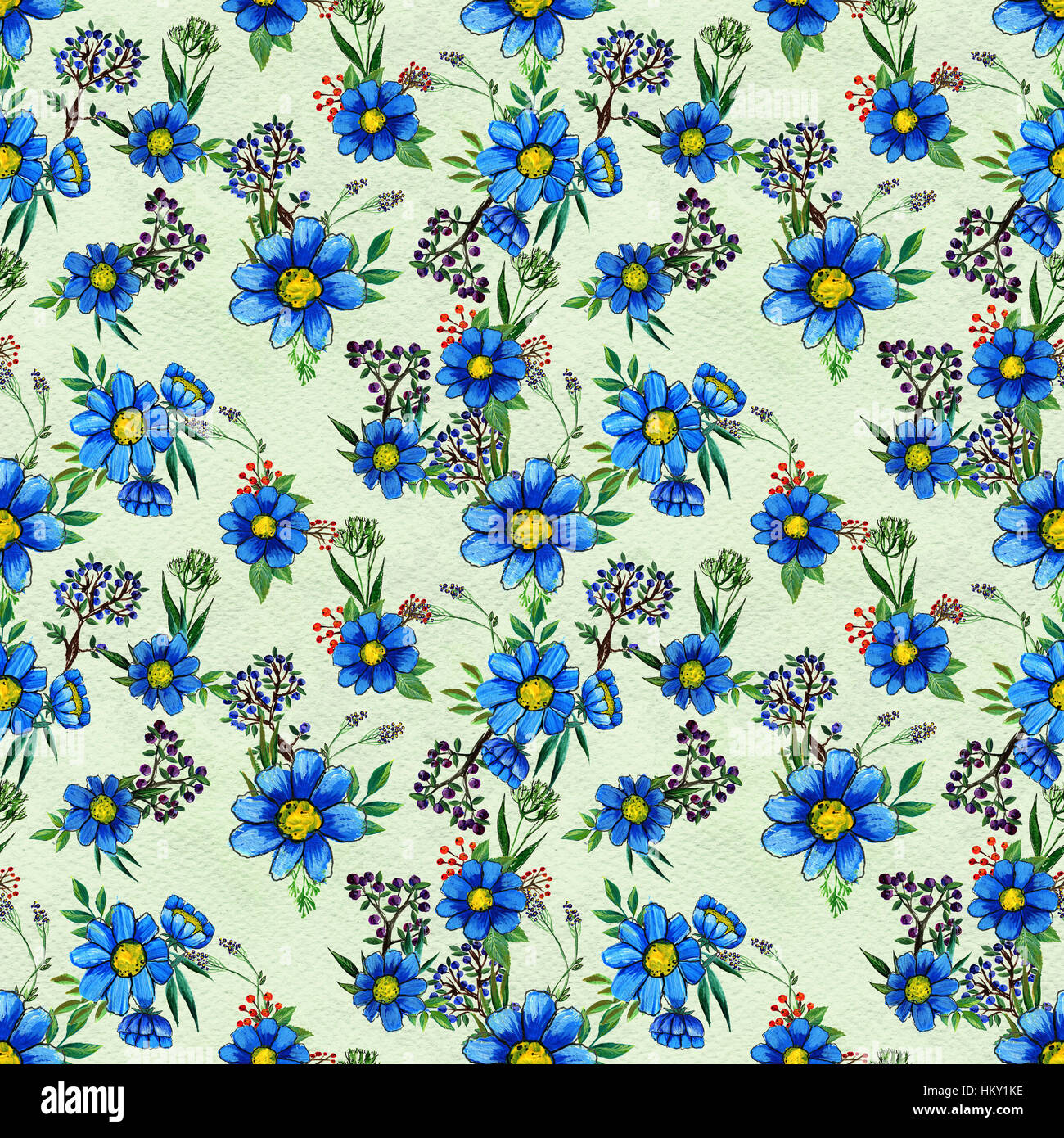 Seamless pattern with blue flowers Stock Photo - Alamy
