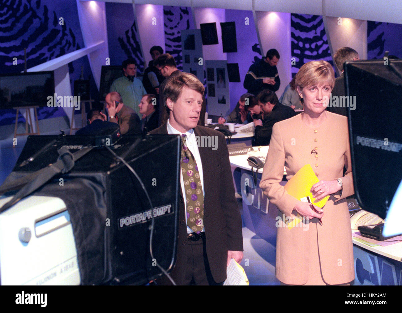 Broadcasting of TV programme Crimewatch with presenters Nick Ross and Jill Dando - Tuesday 23rd February 1999 Stock Photo