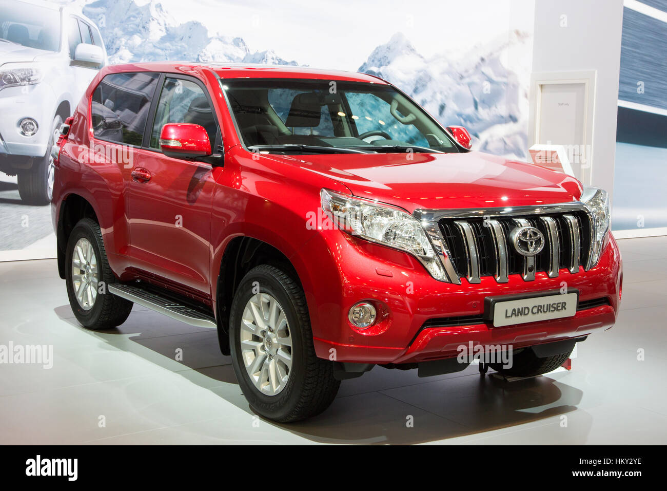 BRUSSELS - JAN 12, 2016: Toyota Land Cruiser Prado on display at the Brussels Motor Show. Stock Photo