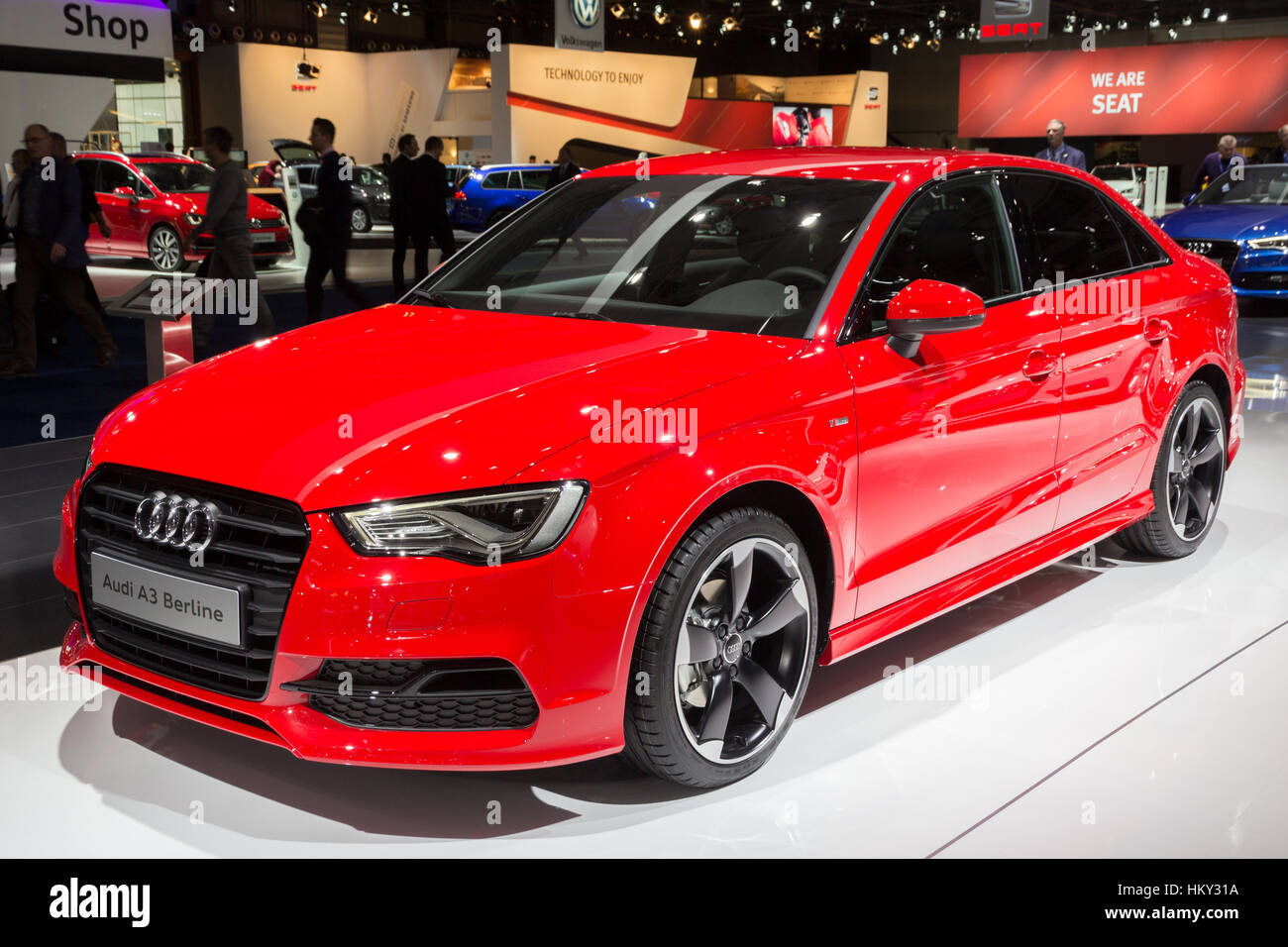 BRUSSELS - JAN 12, 2016: Audi A3 Berline on display at the Brussels Motor Show. Stock Photo