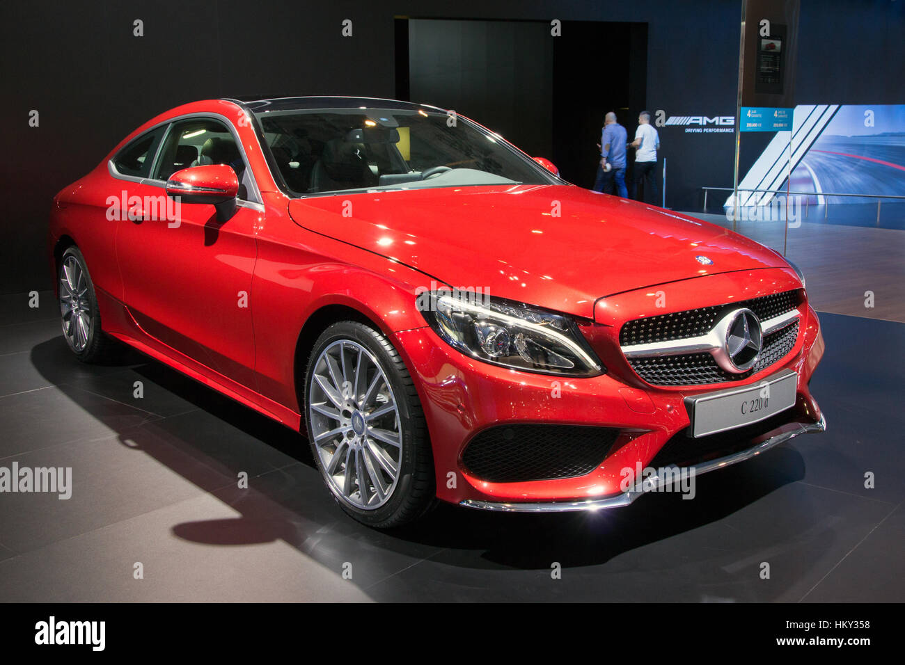 BRUSSELS - JAN 12, 2016: Mercedes-Benz C-Class saloon C220d on display at the Brussels Motor Show. Stock Photo