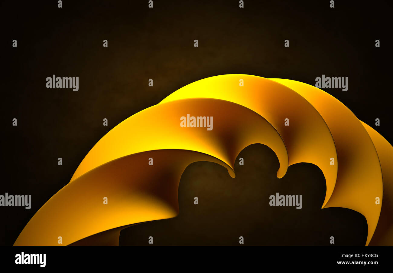 Orange spiral as abstract object on the dark background. 3D rendered ...