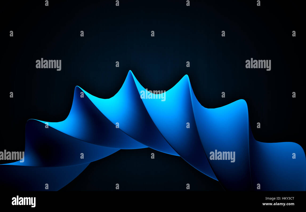 Blue spiral as abstract object on the dark background. 3D rendered ...