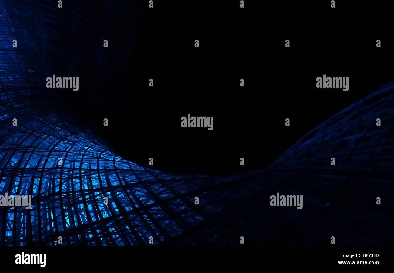 Blue shining wireframe as abstract polygonal background. Stock Photo