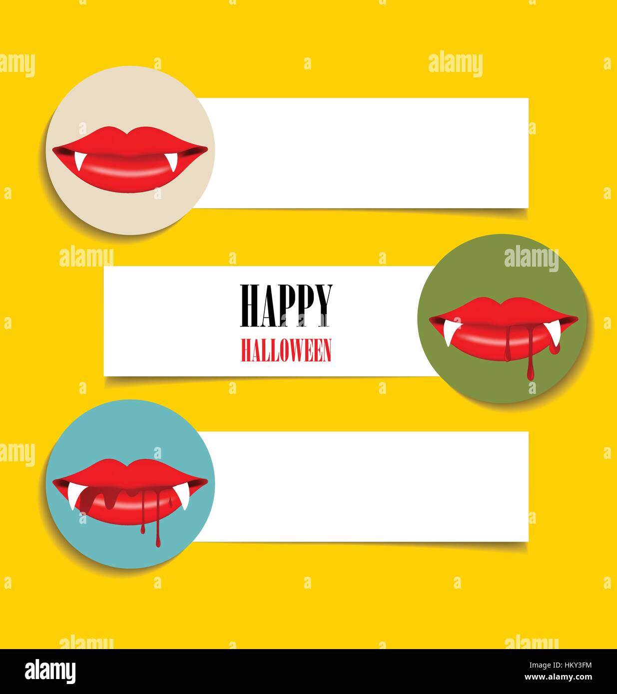 Cute note papers, Happy Halloween design background with vampire mouth ...