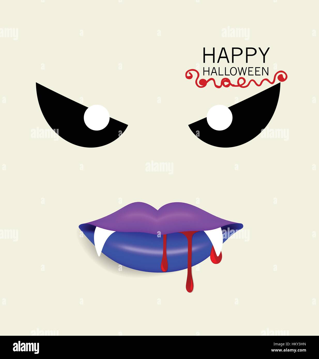 Happy Halloween design background with vampire mouth. Vector illustration. Stock Vector