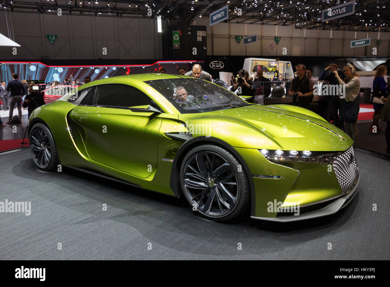 GENEVA, SWITZERLAND - MARCH 2, 2016: Citroen DS E-Tense GT concept car revealed at the 86th International Geneva Motor Show in Palexpo, Geneva. Stock Photo