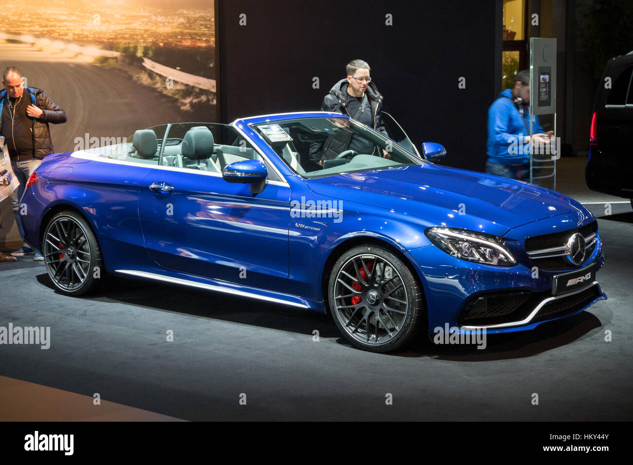 BRUSSELS - JAN 19, 2017: Mercedes-AMG SL65 on display at the Motor Show Brussels. Stock Photo