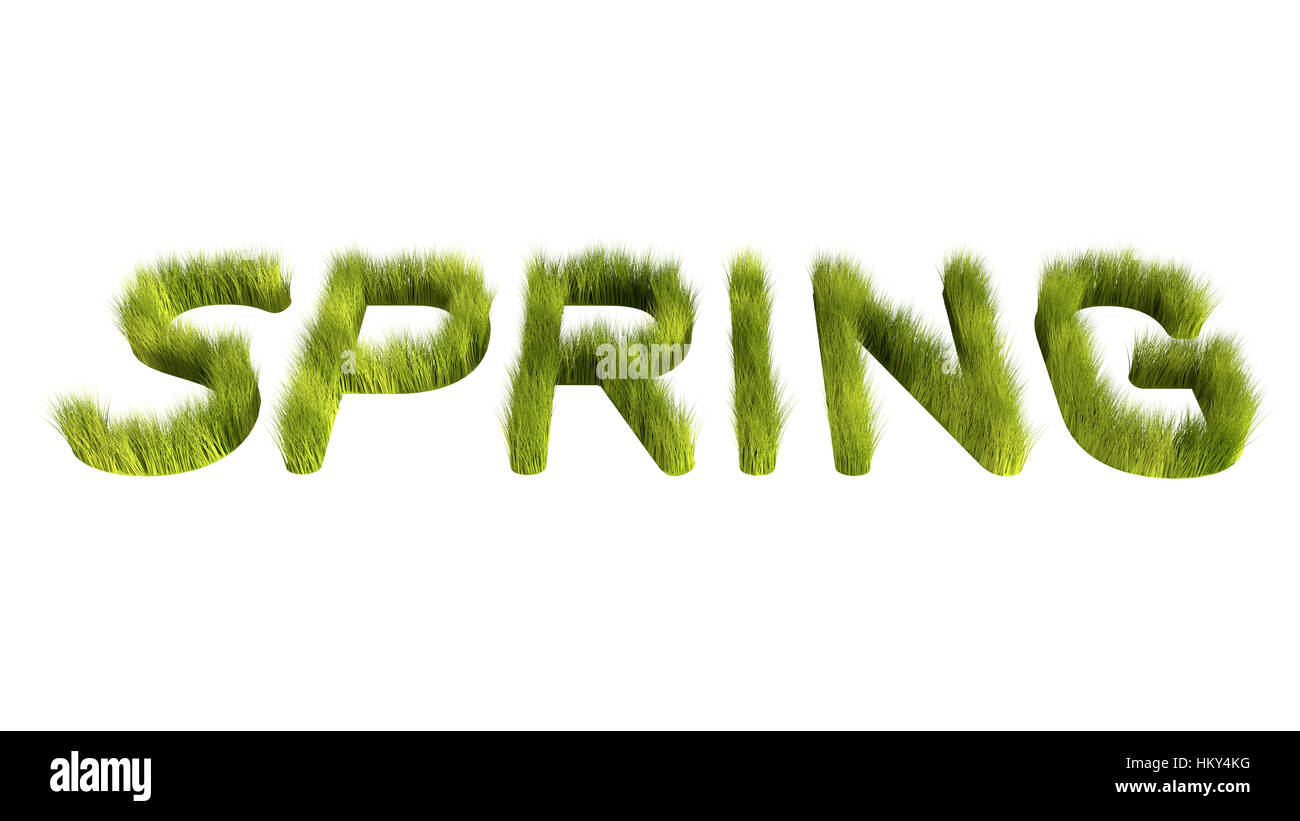 Lawn as word "spring". Isolated on the white Stock Photo Alamy