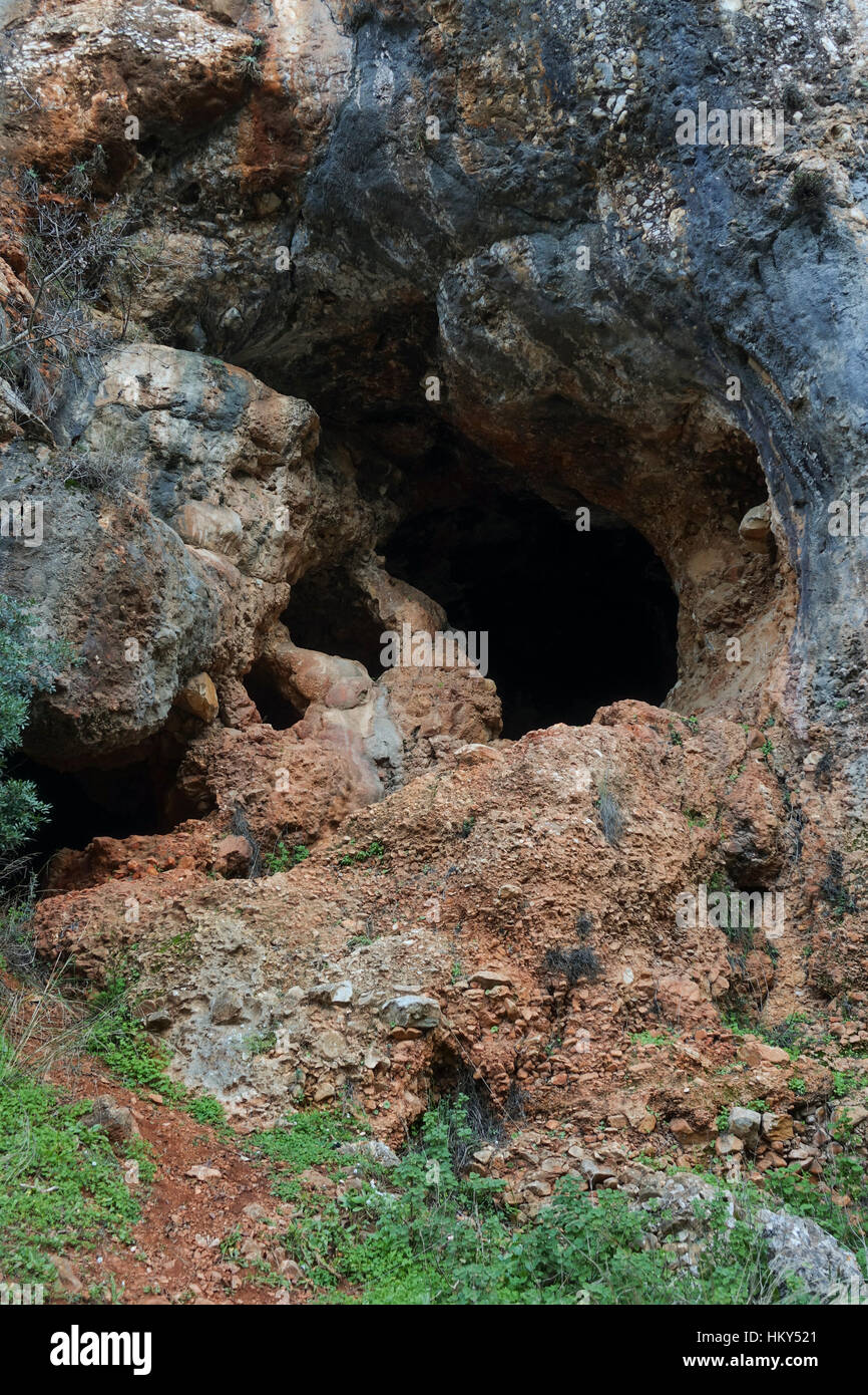 Entrance of Limestone cave, Alhaurin, Spain. Stock Photo