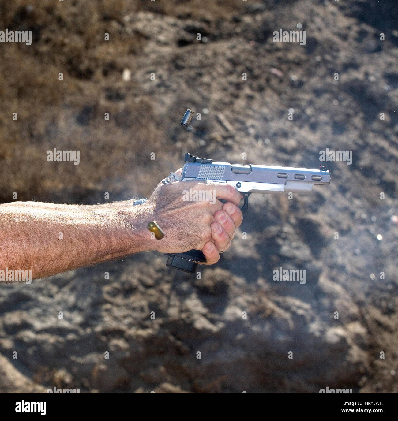 Two quick shots that have delivered from a handgun Stock Photo Alamy