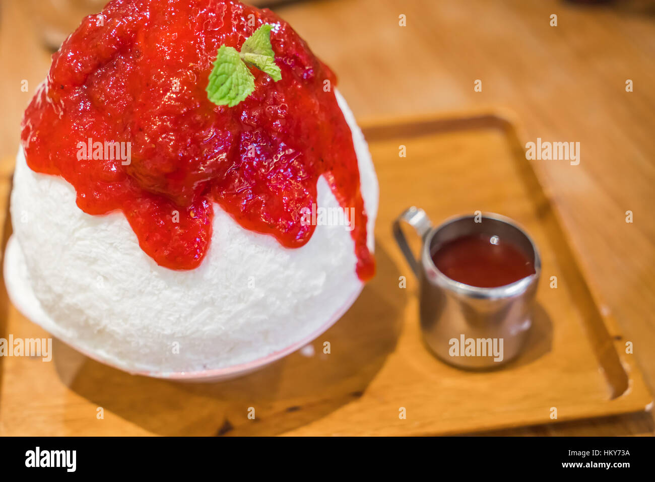 Korean dessert : Bing Su with Strawberry Stock Photo