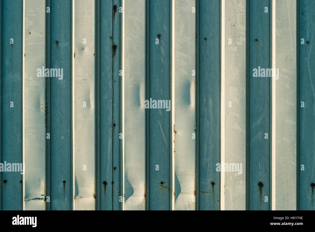 damaged pressed steel coating. profiled steel sheets texture Stock Photo