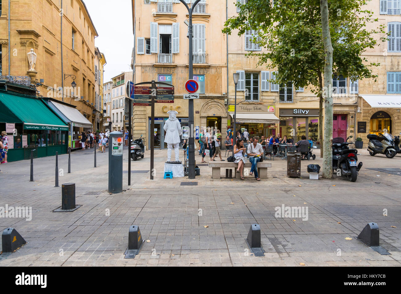 Aix en provence,FranceAugust 9,2016People strolling down the typical