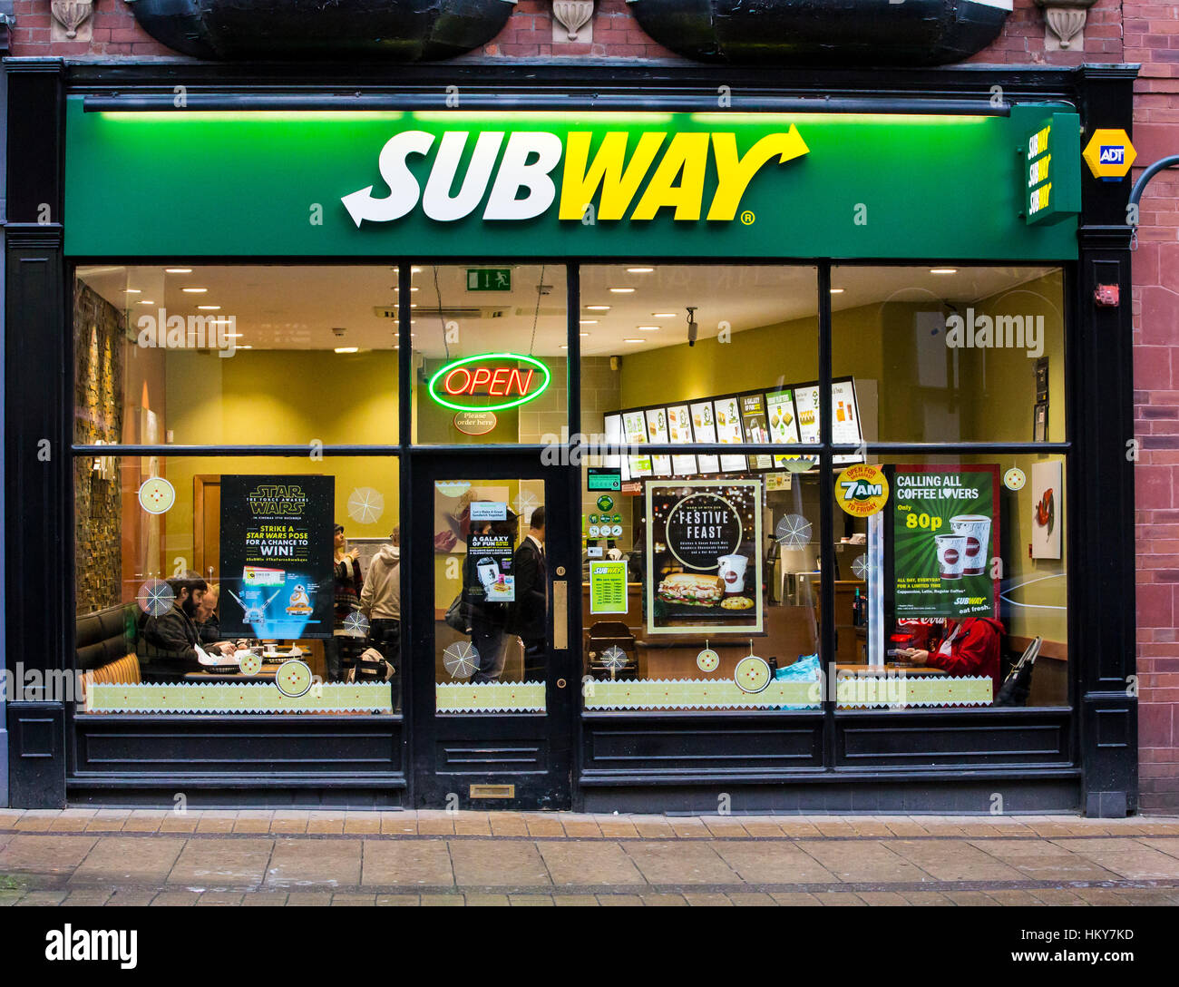 LEEDS, UK - 19 DECEMBER 2015.  Subway Restaurant in Leeds, UK. Stock Photo